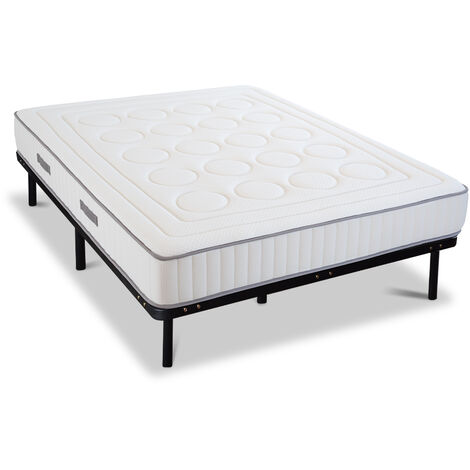 OLYMPE LITERIE  Ensemble CRISTAL 140x190 cm  Matelas Mémoire de forme + Sommier Métal