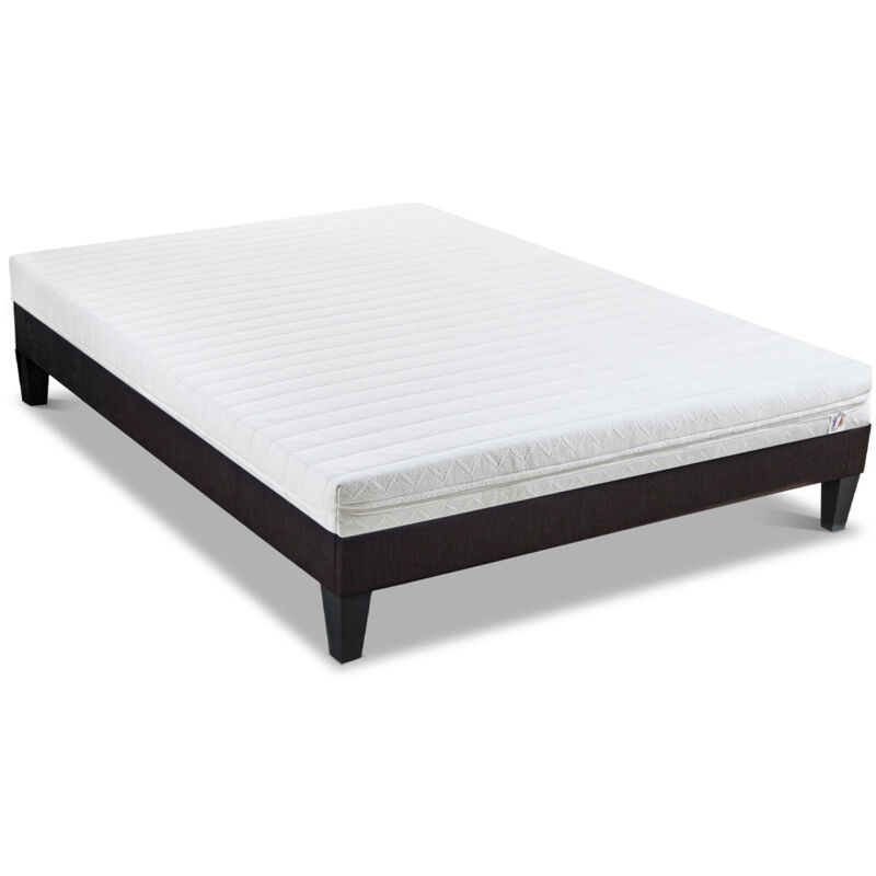 LITERIE | Ensemble Egio 160x200 cm | Matelas Latex Like + Sommier Bois | Ferme - Blanc - Olympe
