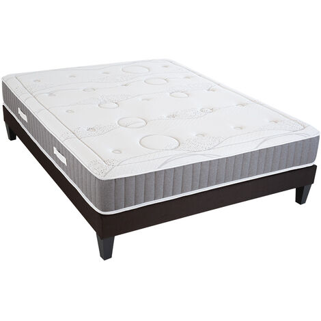 OLYMPE LITERIE Ensemble INTUITION 140x190 cm Matelas Mémoire de forme + Sommier Bois