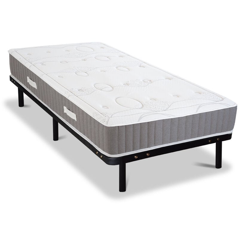 Ensemble intuition 90x190 cm Matelas Mémoire de forme + Sommier Métal - Olympe Literie
