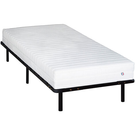 OLYMPE LITERIE  Ensemble KLO 90x200 cm  Matelas Mousse Haute Densité + Sommier Métal