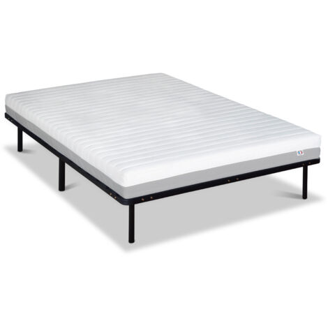OLYMPE LITERIE  Ensemble VENUS 140x190 cm  Matelas Mousse Haute Densité + Sommier Métal