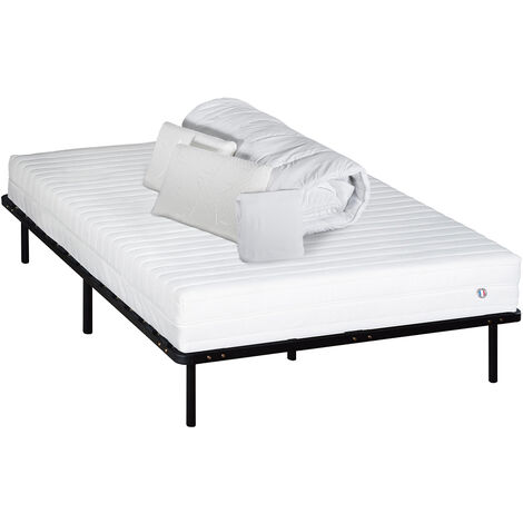 OLYMPE LITERIE  Pack Prêt à dormir KLO 140x190 cm  Matelas Mousse Haute Densité + Sommier + Accessoires