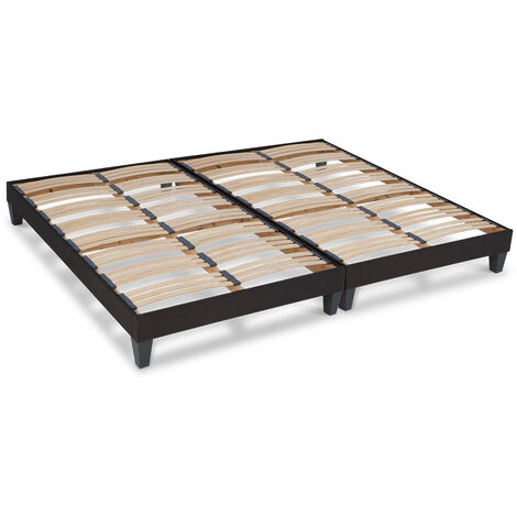OLYMPE LITERIE  Sommier à lattes en bois KIT15 2x120x200 cm  Coloris Gris anthracite  Livré en kit