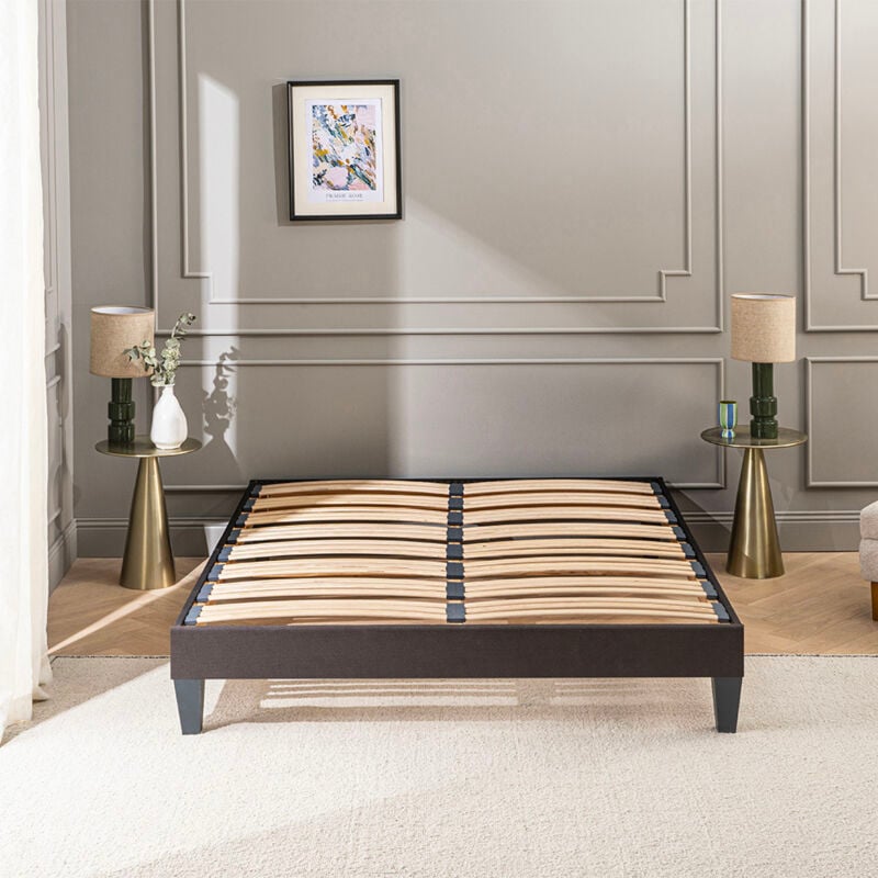 Olympe Literie - Sommier à lattes en bois KIT15 120x190 cm Coloris Gris anthracite Livré en kit