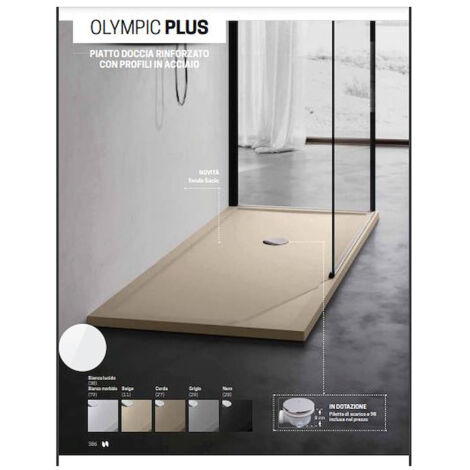Olympic plus piatto doccia acrilico 120x80 h4,5 cm piletta ø 90 bianco OL801204-30