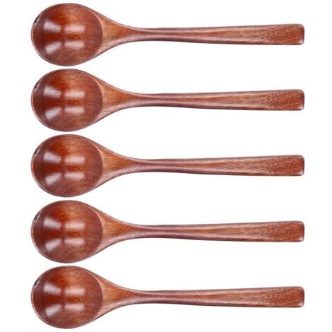 OMABETA Cuiller à soupe 5pcs Cuillère à Soupe en Bois Cuillère à Riz à Long Manche Vaisselle de Maison pour Cuisine table louche