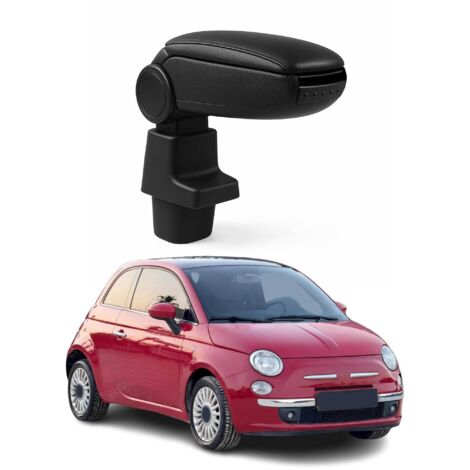 OMAC Accoudoir pour Fiat 500 500C 2007-2015  - Snap-On - ABS + Simili Cuir - Aucune Perçage ou Installation - Installation Facile Noir