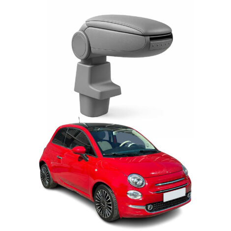 OMAC Accoudoir pour Fiat 500 500C 2015-2021 - Snap-On - ABS + Simili Cuir - Aucune Perçage ou Installation - Installation Facile Gris