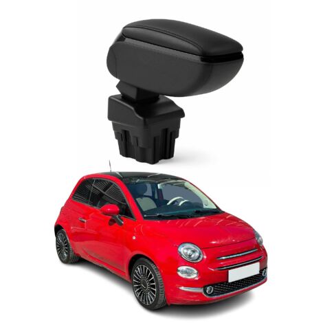 OMAC Accoudoir pour Fiat 500 500C 2015-2021 - Snap-On - ABS + Simili Cuir - Aucune Perçage ou Installation - Installation Facile Noir