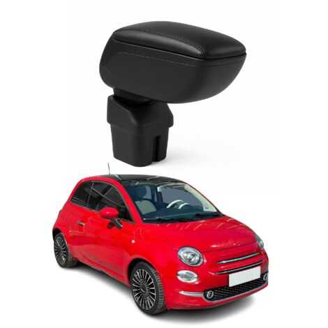 OMAC Accoudoir pour Fiat 500 500C 2016-2024 - Snap-On - ABS + Simili Cuir - Aucune Perçage ou Installation - Installation Facile Noir