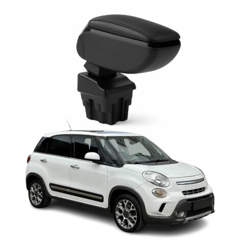 OMAC Accoudoir pour Fiat 500L 2013-2017 - Snap-On - ABS + Simili Cuir - Aucune Perçage ou Installation - Installation Facile Noir