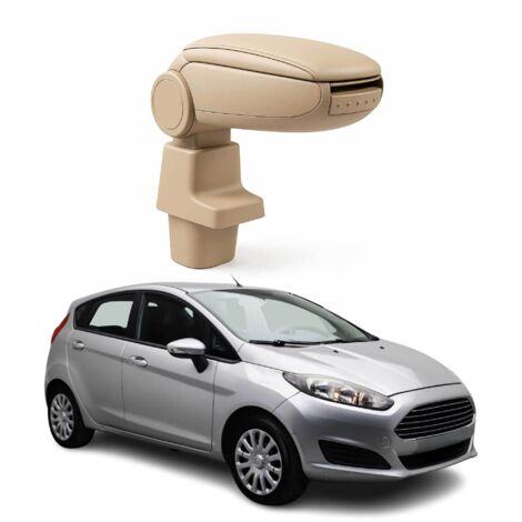 OMAC Accoudoir pour Ford Fiesta 6 2008-2017 - Snap-On - ABS + Simili Cuir - Aucune Perçage ou Installation - Installation Facile Beige