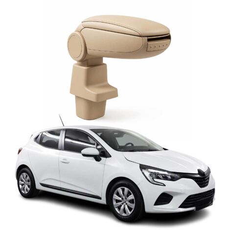 OMAC Accoudoir pour Renault Clio V HB 2019-2023 - Snap-On - ABS + Simili Cuir - Aucune Perçage ou Installation - Installation Facile Beige