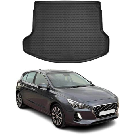 OMAC Bac de Coffre de Voiture Compatible avec Hyundai i30 Fastback 2019-2021  Tapis de Coffre 3D Ajustement Parfait Protection de Coffre  Bord Haut antidérapant Tapis en Caoutchouc Noir