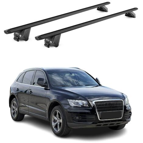 OMAC Barres de toit aluminium certifiées TÜV pour Audi Q5 8R FY Sportback 2008-2025 – Pour rails de toit intégrés – Rainure en T – Charge max 100 kg – 2 antivols Noir