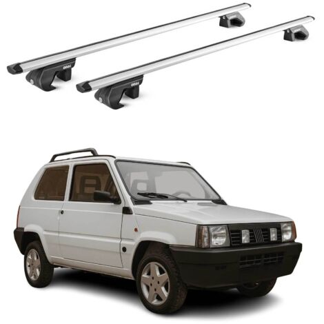 OMAC Barres de toit aluminium certifiées TÜV pour Fiat Panda I 1999-2003 3Portes – Pour rails de toit standards – Rainure en T – Charge max 90 kg – 2 antivols Argent
