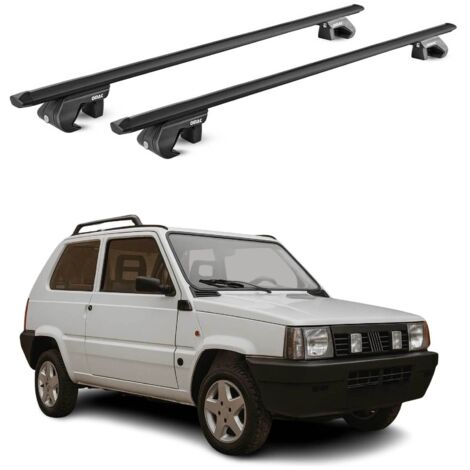 OMAC Barres de toit aluminium certifiées TÜV pour Fiat Panda I 1999-2003 3Portes – Pour rails de toit standards – Rainure en T – Charge max 90 kg – 2 antivols Noir