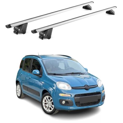 OMAC Barres de toit aluminium certifiées TÜV pour Fiat Panda III 2012-2026 – Pour rails de toit intégrés – Rainure en T – Charge max 100 kg – 2 antivols Argent