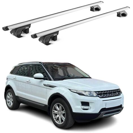 OMAC Barres de toit aluminium certifiées TÜV pour Land Rover Range Rover Evoque I L538 2012-2018 – Pour rails de toit standards – Rainure en T – Charge max 90 kg – 2 antivols Argent