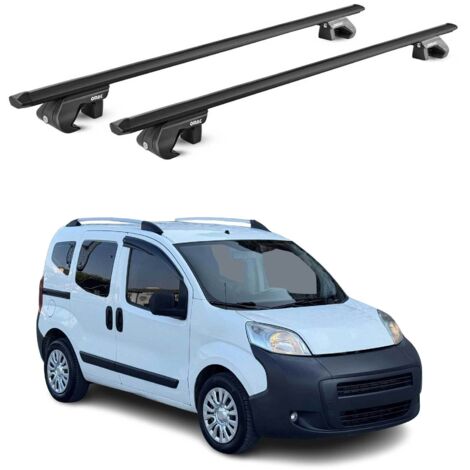OMAC Barres de toit aluminium certifiées TÜV pour Peugeot Bipper 2008-2017 – Pour rails de toit standards – Rainure en T – Charge max 90 kg – 2 antivols Noir