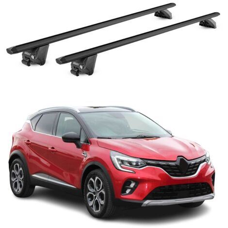OMAC Barres de toit aluminium certifiées TÜV pour Renault Captur II 2019-2026 – Pour rails de toit intégrés – Rainure en T – Charge max 100 kg – 2 antivols Noir