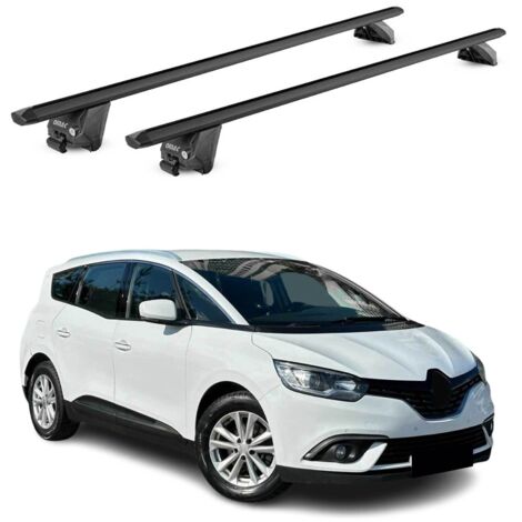 OMAC Barres de toit aluminium certifiées TÜV pour Renault Grand Scenic IV 2016-2022 – Pour rails de toit intégrés – Rainure en T – Charge max 100 kg – 2 antivols Noir