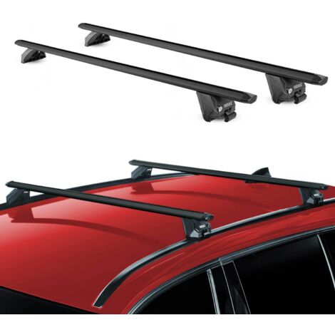 OMAC Barres de toit aluminium certifiées TÜV pour VW Polo mk5 Cross 2009-2017 – Pour rails de toit intégrés – Rainure en T – Charge max 100 kg – 2 antivols Noir