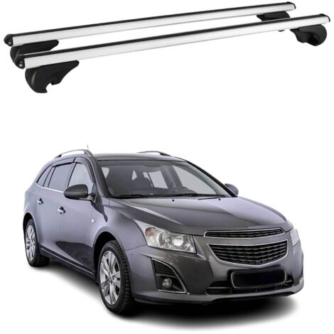 OMAC Barres de toit en aluminium pour Chevrolet Cruze Wagon 2011-2016 – TÜV / DIN 75302:2019 – Antivol inclus – Charge max 75 kg – 2 barres Argent