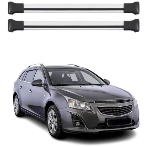 OMAC Barres de toit en aluminium pour Chevrolet Cruze Wagon 2011-2016 – TÜV / DIN 75302:2019 – Charge max 75 kg – 2 barres Argent