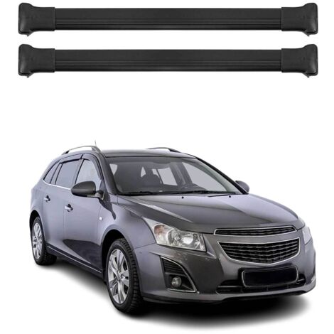 OMAC Barres de toit en aluminium pour Chevrolet Cruze Wagon 2011-2016 – TÜV / DIN 75302:2019 – Charge max 75 kg – 2 barres Noir