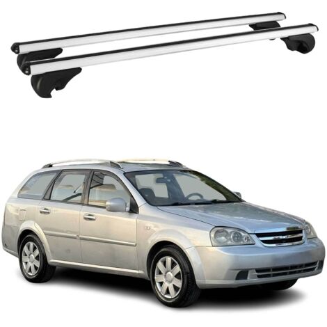 OMAC Barres de toit en aluminium pour Chevrolet Lacetti Wagon 2002-2011 – TÜV / DIN 75302:2019 – Antivol inclus – Charge max 75 kg – 2 barres Argent