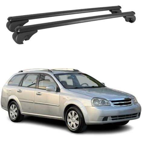 OMAC Barres de toit en aluminium pour Chevrolet Lacetti Wagon 2002-2011 – TÜV / DIN 75302:2019 – Antivol inclus – Charge max 75 kg – 2 barres Noir
