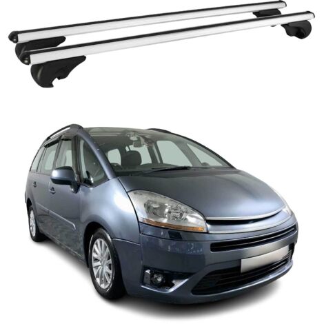 OMAC Barres de toit en aluminium pour Citroën C4 Grand Picasso 2006-2013 – TÜV / DIN 75302:2019 – Antivol inclus – Charge max 75 kg – 2 barres Argent