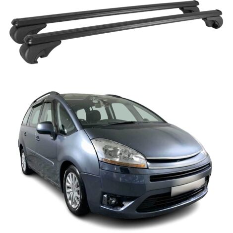 OMAC Barres de toit en aluminium pour Citroën C4 Grand Picasso 2006-2013 – TÜV / DIN 75302:2019 – Antivol inclus – Charge max 75 kg – 2 barres Noir