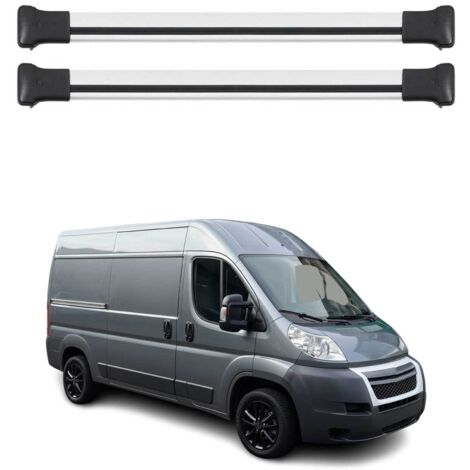 OMAC Barres de toit en aluminium pour Citroën Jumper II / Fiat Ducato 2006-2026 – TÜV / DIN 75302:2019 – Charge max 75 kg – 2 barres Argent