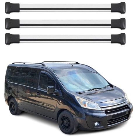 OMAC Barres de toit en aluminium pour Citroën Jumpy 2007-2016 – TÜV / DIN 75302:2019 – Charge max 75 kg – 2 barres Argent