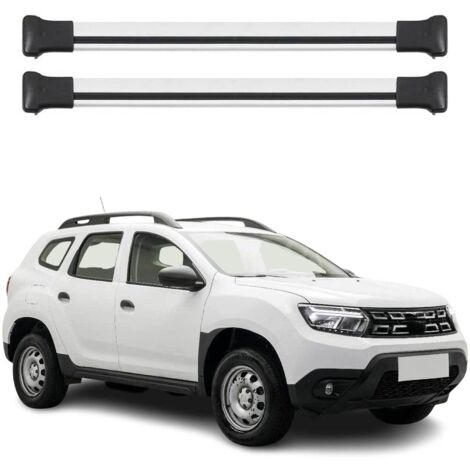 OMAC Barres de toit en aluminium pour Dacia Duster mk2 2018-2024 – TÜV / DIN 75302:2019 – Charge max 75 kg – 2 barres Argent