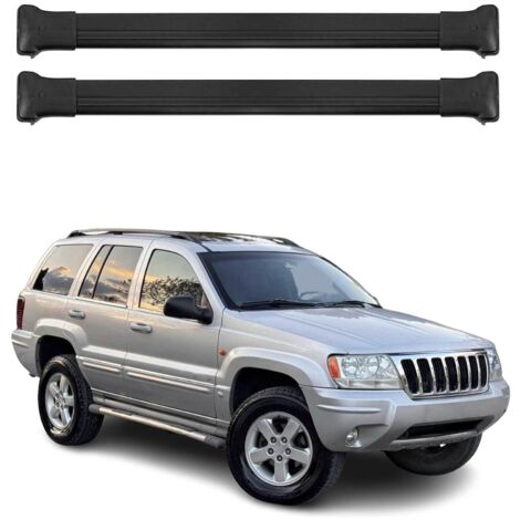 OMAC Barres de toit en aluminium pour Jeep Grand Cherokee WJ 2000-2005 – TÜV / DIN 75302:2019 – Charge max 75 kg – 2 barres Noir