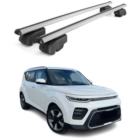 OMAC Barres de toit en aluminium pour Kia Soul X-Line 2021-2022 – City Crash – ISO/PAS 11154:2006 – Antivol inclus – Charge max 75 kg – 2 barres Argent