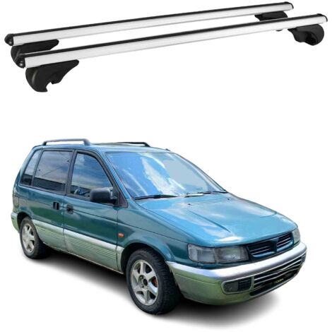OMAC Barres de toit en aluminium pour Mitsubishi Space Wagon II 1998-2004 – TÜV / DIN 75302:2019 – Antivol inclus – Charge max 75 kg – 2 barres Argent