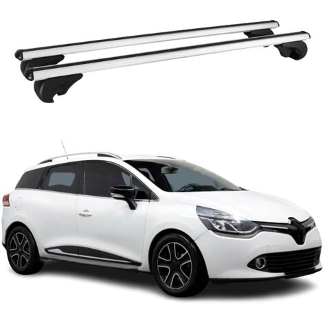 OMAC Barres de toit en aluminium pour Renault Clio IV V Grandtour 2012-2025 – TÜV / DIN 75302:2019 – Antivol inclus – Charge max 75 kg – 2 barres Argent