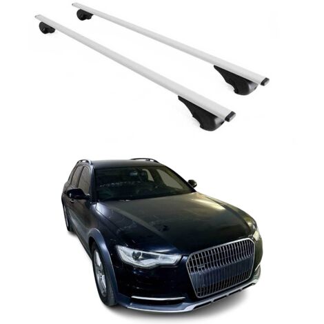 OMAC Barres de toit pour Audi A6 C7 Allroad 2012-2018 – TÜV / DIN 75302:2019 – Antivol inclus – Charge max 75 kg – 2 barres Argent