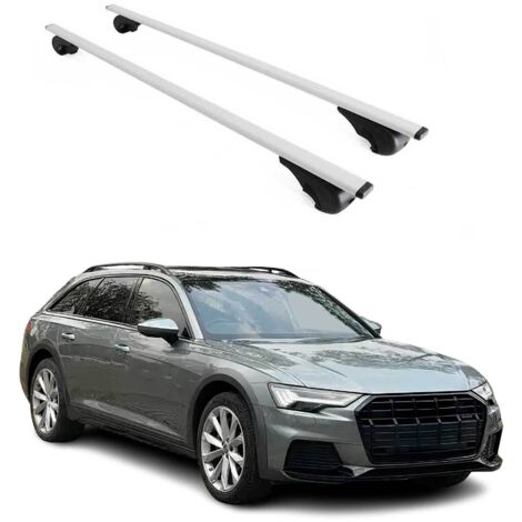 OMAC Barres de toit pour Audi A6 C8 Allroad 2019-2025 – TÜV / DIN 75302:2019 – Antivol inclus – Charge max 75 kg – 2 barres Argent
