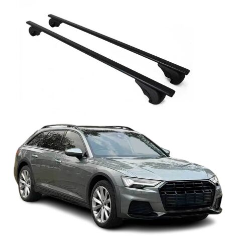 OMAC Barres de toit pour Audi A6 C8 Allroad 2019-2025 – TÜV / DIN 75302:2019 – Antivol inclus – Charge max 75 kg – 2 barres Noir