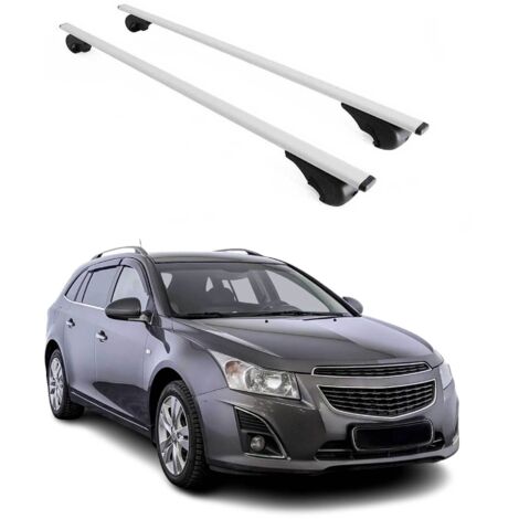 OMAC Barres de toit pour Chevrolet Cruze Wagon 2011-2016 – TÜV / DIN 75302:2019 – Antivol inclus – Charge max 75 kg – 2 barres Argent