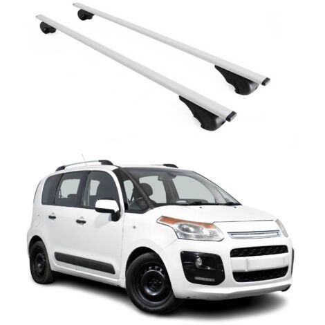 OMAC Barres de toit pour Citroën C3 Picasso 2009-2016 – TÜV / DIN 75302:2019 – Antivol inclus – Charge max 75 kg – 2 barres Argent