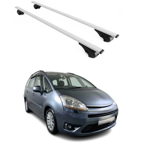OMAC Barres de toit pour Citroën C4 Grand Picasso 2006-2013 – TÜV / DIN 75302:2019 – Antivol inclus – Charge max 75 kg – 2 barres Argent