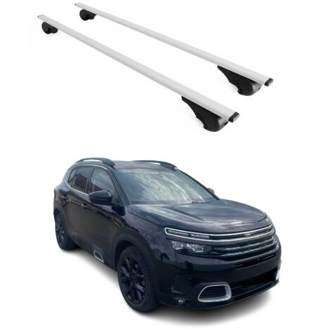 OMAC Barres de toit pour Citroën C5 Aircross 2018-2025 – TÜV / DIN 75302:2019 – Antivol inclus – Charge max 75 kg – 2 barres Argent