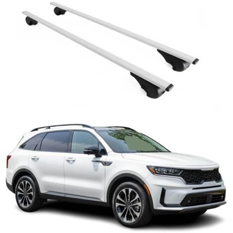 OMAC Barres de toit pour Kia Sorento X-Line 2022-2026 – TÜV / DIN 75302:2019 – Antivol inclus – Charge max 75 kg – 2 barres Argent